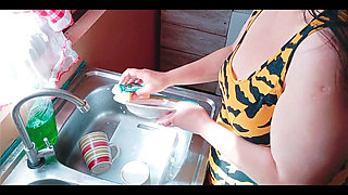 I Fucked in the Kitchen with My Stepmom's Friend Who Came to Take Care of Us