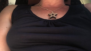 Mid flight fingering of my pierced clit and playing with my beautiful bush