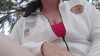 Nipple with Clothespins While I Smoke a Cigarette and Show You My Tits in a Garden - Smoking Compilation