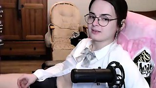 Cute curly brunette solo webcam masturbation