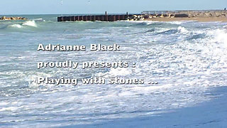 Busty Adrianne Playing on Beach