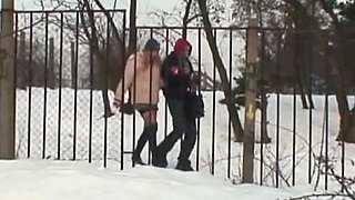 Perverted slut and deviant guy fucking in the city