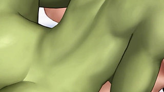 Hot Threesome Sex with a Muscular Big Boobs Orc Woman and a Hot Asian MILF - Cartoon Animated Porn Game - What a Legend!