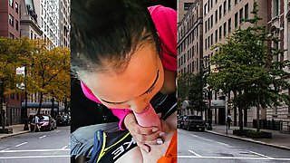 Thai MILF big cock car blowjob in public