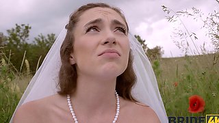 Beautiful bride in white lingerie gets licked by her lover.