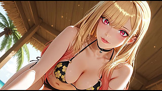 Marin having rought sex on a private beach