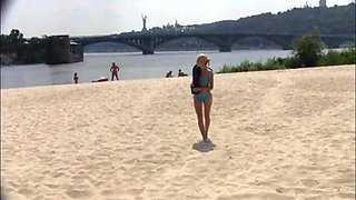 Blonde on a beach outdoor sex