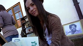 Czech teen sucks cock and gets drilled doggystyle outdoors