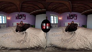 Lovely Petra Flaunts Off Her Covered-Nylon Feet In Her Bedroom - Hot Brunette With Great Legs Solo Vr Foot Fetish