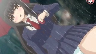 Japanese anime chick with nicely shaped tits gets fucked from behind