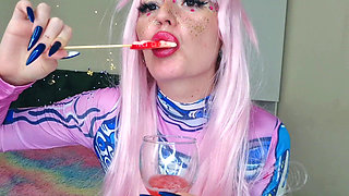 Lollipop Sucking, Lip and Spit Fetish, Foot Fetish, Oiled Feet, Sexy Ass Worship, and Your Little Penis Humiliation.