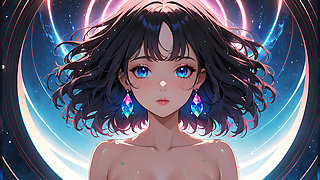 Voidgazer: a Beautiful Young Woman with Shimmering Cosmic Freckles