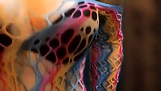 Enjoying a Fit Body in a Dark Alley. Fucking in a Fishnet Suit. He Can't Hold Back and Cums Inside Her