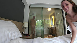 He Teasing Me with His Big Cock While I Shower