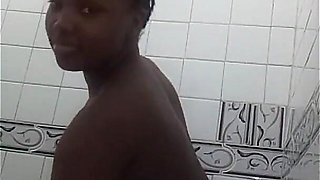 Went in the Bathroom Saw This Cute Hot Ebony Teen Girl in the Shower She Fingering Her Tight Wet Soapy Pussy - Mastermeat1
