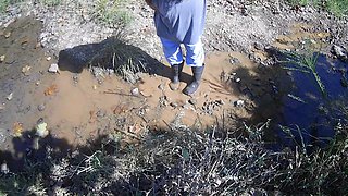 Mountainmama Playing in Creek