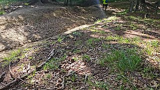 Sexy Hairy MILF Pissing on the Forest Trail While Hiking