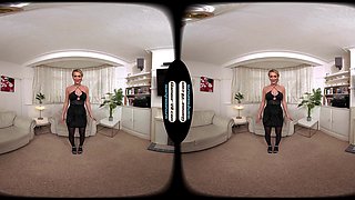 Lauren Louise Little Black Party Dress With Black Glossy Legwear Tease & Joi Treat - 8k Vr