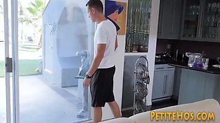 Tiny yoga teenie gets Tight Pussy inserted after smoking