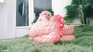 Foot Fetish Video: fishnet pantyhose (Arya Grander) hot sexy blonde MILF FemDom POV