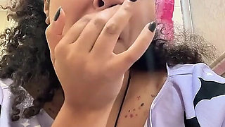 Gassy Milk-intolerant Girl on the Toilet and Farting