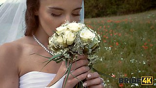 BRIDE4K. She ran away from her fianc to fuck a stranger shepherd outdoors