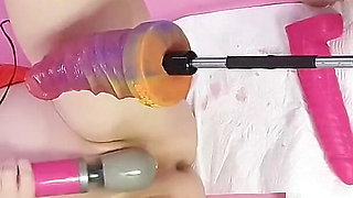 Fucking Machine and Magic Wand Vibrator Masturbation with Essex Girl Lisa