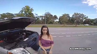 Fucking wrecked big tit in car