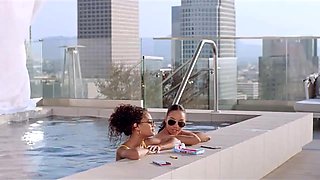 Scarlit Scandal and Alexis Tae are having an multiracial, ffm threeway in the living apartment