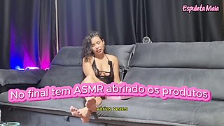 Influencer Espuleta00 tests out erotic products with an ASMR twist - wet line body oil and more