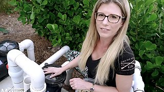 Reality video of pornstar wife Cory Chase feeding the fishes