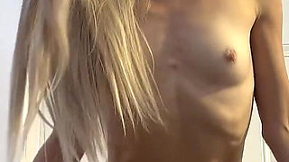 Skinny Fit Blonde Microbikini Stripping to Nude