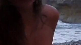 Thick ass skank drilled in her asshole on the beach