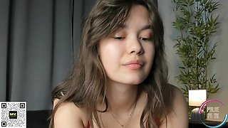 Olivia solo masturbation on webcam - sexy brunette chick in red lace lingerie