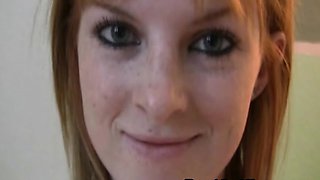 Cute Redhead Teen Strips and Spreads Pussy