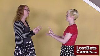 Blonde Teen Lesbians Play Strip Game - Ruby & Pixie Lose Bet & Get Naked