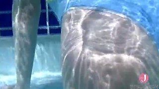 Japanese Cutie Strips Jersey, Cleans Pool, and Gets Wild - Big Booty Asian Babe