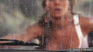 Sexy Babe Washes Car And Gets Fucked