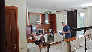 Kinky Husband Films His Mature Hot Wife in the Kitchen to Have a Private Erotic Recording