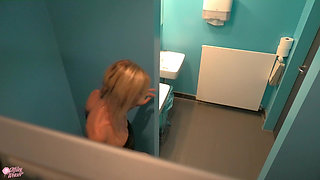 Kinky Slut Finds Dildo on Disco Toilet and Fucks Him