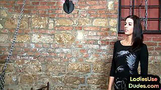 21yo pegging gals hump guy in dungeon CFNM 3way with st