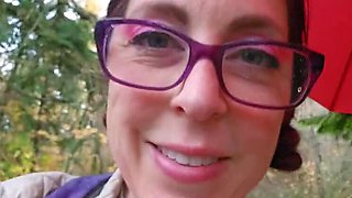 Desperate Nerdy MILF with Glasses Peeing Outdoors - Big Ass Amateur Pissing in Two Toilets Solo