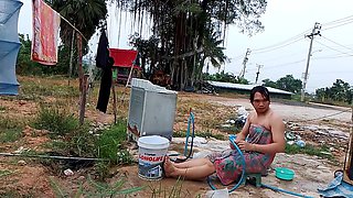 Outdoor, shemale self suck, shemale