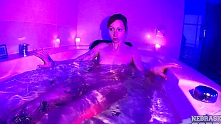 Skinny Bleikas play with tiny boobs and waterproof vibrators in the bathtub