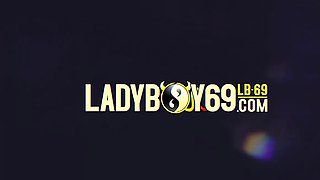 Busty ladyboy with blue eyes pulls out her shaved dick in