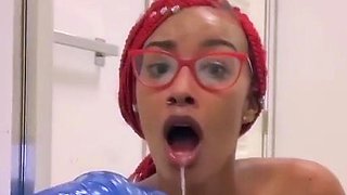 MissBNasty gets super sloppy with her dildo in dressing