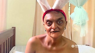 Grandstepmother Wore Her Christmas Bunny Like Outfit so I Can Fuck Her in Her Ass -ai-generated