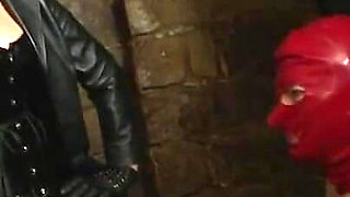 Dominating dildo play and whipping