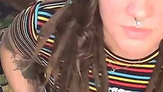 Horny Brunette Smoking and Riding Dildo