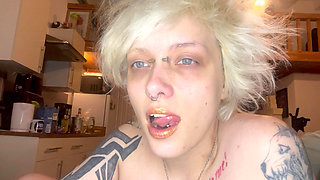 Goth Girl Lipstick Fetish Smoking a Cigarette